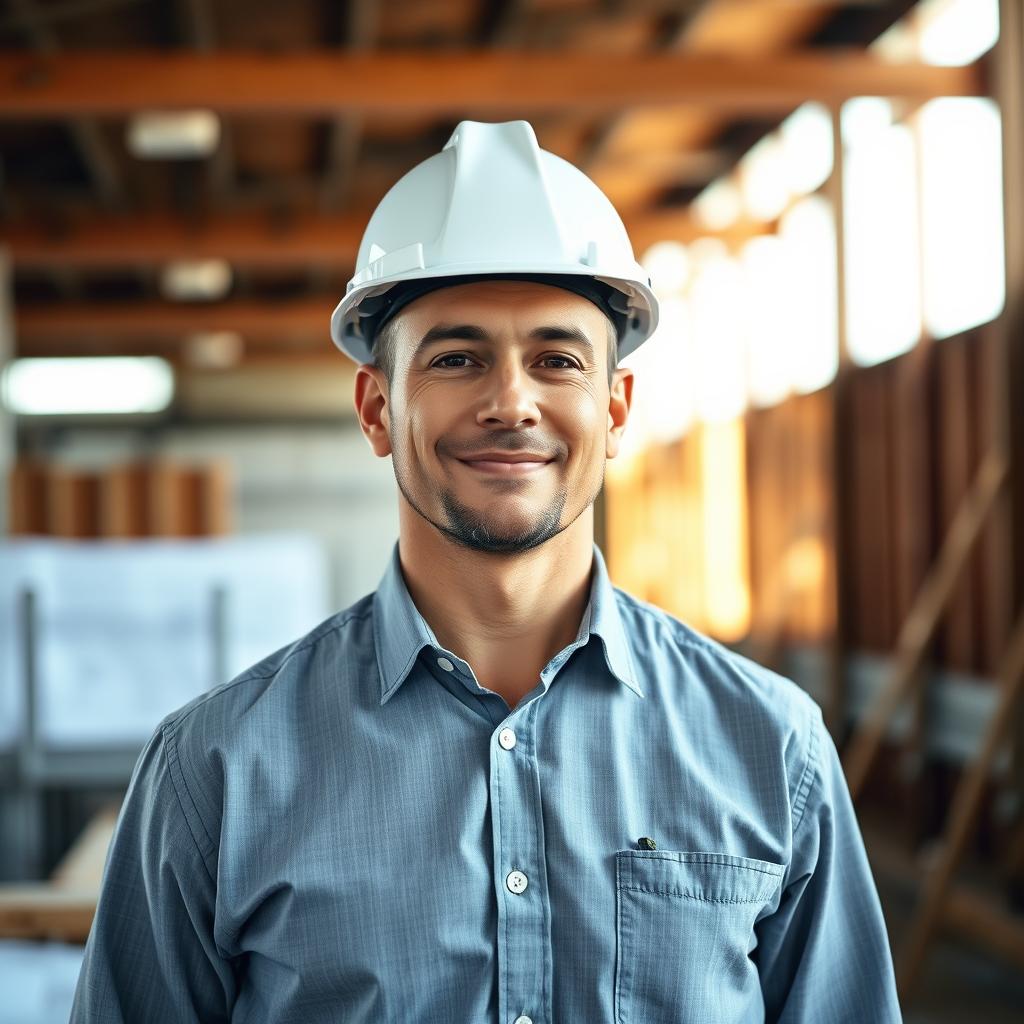 A professional contractor reviewing blueprints on a project site